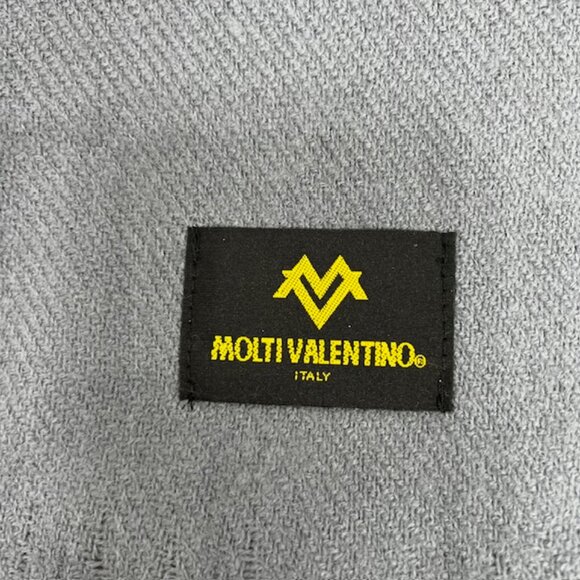 New in Bag MOLTI VALENTINO Italy Scarf Men/Women 100% Wool, Gray Fringed 68"x28 - Picture 9 of 11